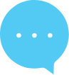 a blue speech bubble with three white dots.