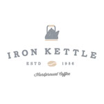 the iron kettle logo on a white background